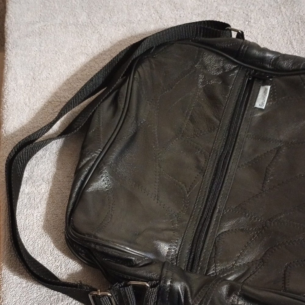 Elegant Black Genuine Leather Laptop Bag Business Office Professional Student - Picture 6 of 8